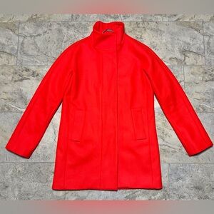 J.CREW Peacoat "City Coat" Cocoon Stadium Jacket Zip Size 2 Burnt Orange